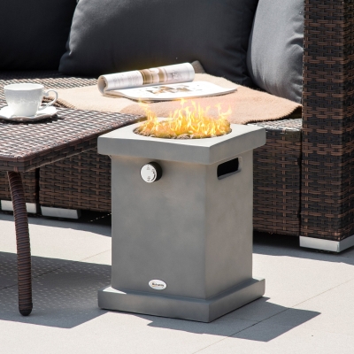 Propane Fire Pit 10" L x 10" W x 14" H Light Grey
