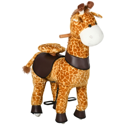 Qaba Ride On Horse Walking Horse Mechanical Rocking Horse Riding Pony Toy with Wheels Gift for 3-6 Years Girls Boys, Giraffe