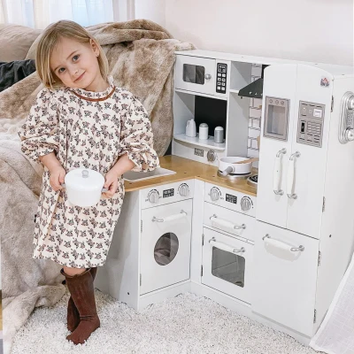 Qaba Large Play Kitchen Set, Modern Corner Design with Appliances