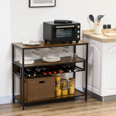 HOMCOM Industrial Wine Rack, 11-Bottle Holder, Rustic Brown
