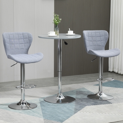 HOMCOM Set of 2 Counter Height Bar Stools Swivel Stool Height Adjustable Bar Chairs with Footrest for Kitchen Dining Home Pub, Grey