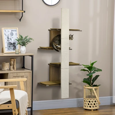 Cat Shelf 25.5" x 12.75" x 56.25" Natural wood finish