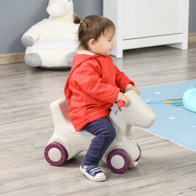 Qaba 2-in-1 Rocking Horse & Sliding Car, Gray/Green