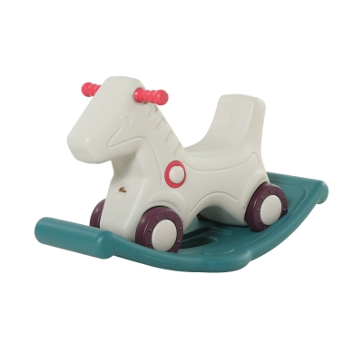 Qaba 2-in-1 Rocking Horse & Sliding Car, Gray/Green