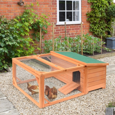 Pawhut Small Wooden Bunny Rabbit & Guinea Pig / Chicken Coop w/ Outdoor Run