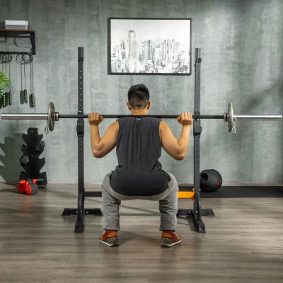 Soozier Adjustable Barbell Rack with Dip Station, Home Gym