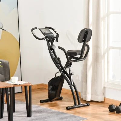 Soozier Folding Upright Recumbent Exercise Bike with Resistance Band