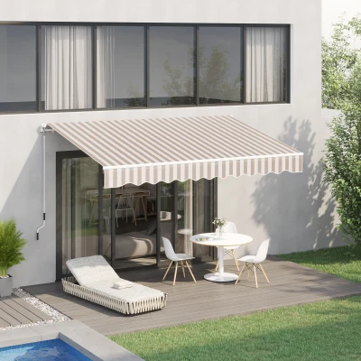 Outsunny 10' x 8' Retractable Patio Awning, Beige Fabric