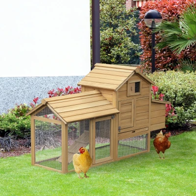 PawHut 59" Wooden Chicken Coop, Outdoor Poultry Cage