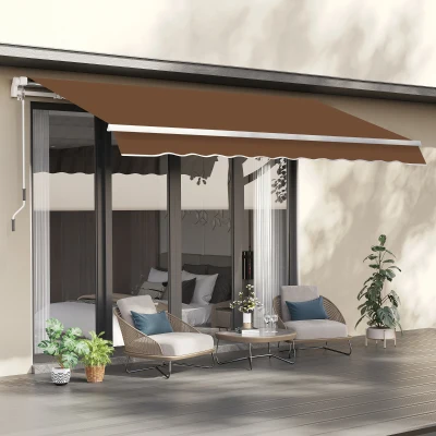 Outsunny 10' x 8' Retractable Patio Awning, Coffee Brown