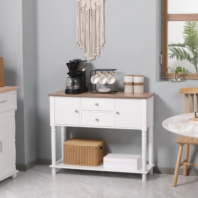 HOMCOM Modern Sideboard, Buffet Cabinet with Storage Drawer and Cabinets, Console Table for Living Room, Kitchen, Entryway, White