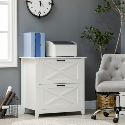Vinsetto Vertical File Cabinet with Hanging Bars for Letter and A4 Size for Home Office, 29.9"x 19.7"x 30.3", White