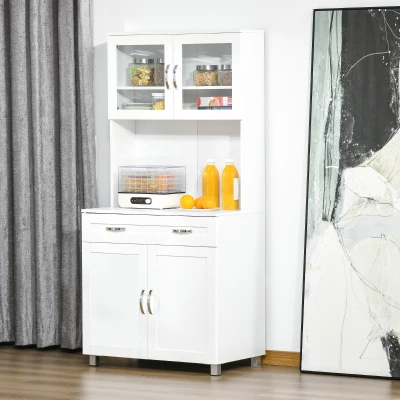 HOMCOM 67" Modern Buffet with Hutch, White Storage Cabinet