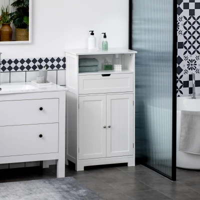 Kleankin Bathroom Cabinet Organizer, Freestanding White Storage