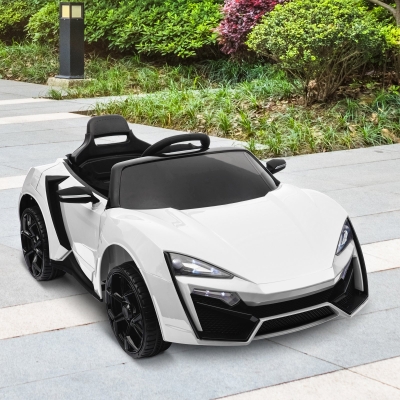 Aosom Ride On Car for Kids 6V Electric Ride-On Car with Parental Remote Control, 2 Speeds, LCD power indicator, Seat Belt (White)