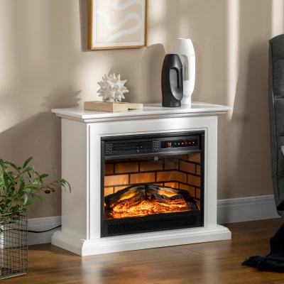HOMCOM 31" Electric Fireplace, Dimmable Flame, 1400W, White