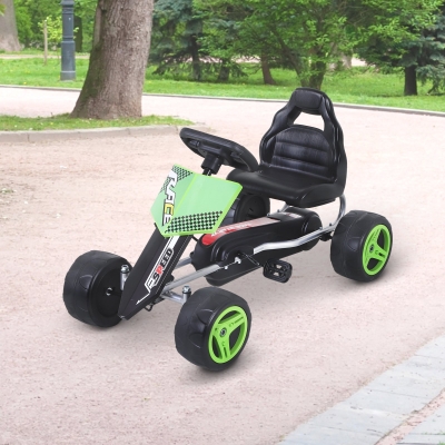 Aosom Kids Pedal Go Cart Children Ride On Car Racing Style Children Ride On Car Outdoor Racer Green