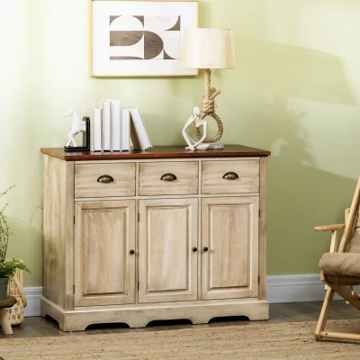 HOMCOM Kitchen Sideboard Cabinet with 3 Drawers & Adjustable Shelf