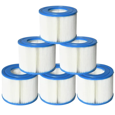Outsunny 6 Pack Pump Filter Cartridges Replacement for Spa Pools and Hot Tub, Inflatable Swimming Pool Cleaning