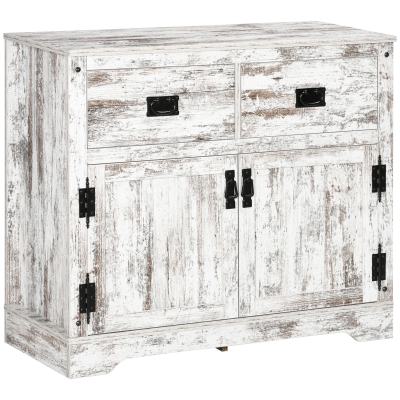 HOMCOM Industrial Sideboard Buffet Cabinet with Drawers, White