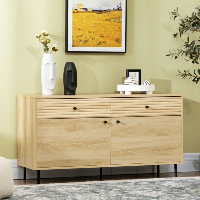 HOMCOM Kitchen Storage Cabinet with 2 Drawers, Living Room