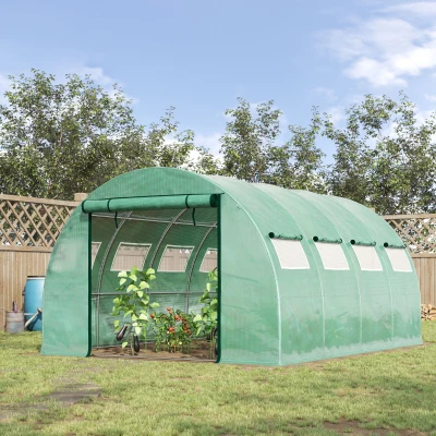 Outsunny 13' x 10' Walk-in Tunnel Greenhouse, Green