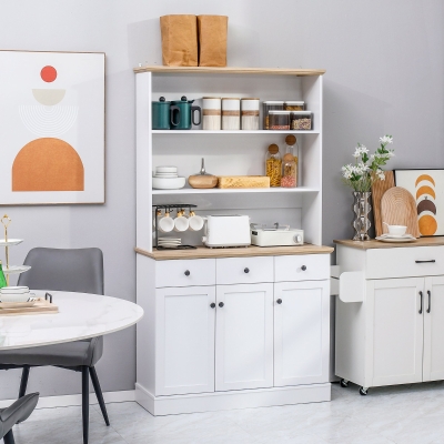 HOMCOM Kitchen Pantry Buffet Server Hutch Storage Sideboard Bookcase with Drawers & Cabinets for Living Room Cabinet Console