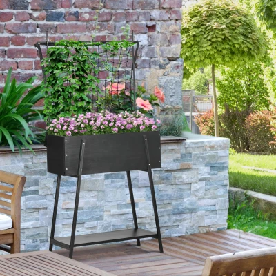 Raised Planter 89cmx34cmx168cm Black
