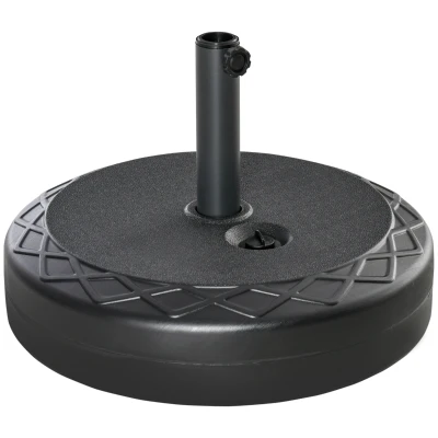 Outsunny 22'' Round Parasol Base Stand Outdoor Umbrella Weights Holder for Market Parasols, Water Filled, for 1.5''/1.9'', Black