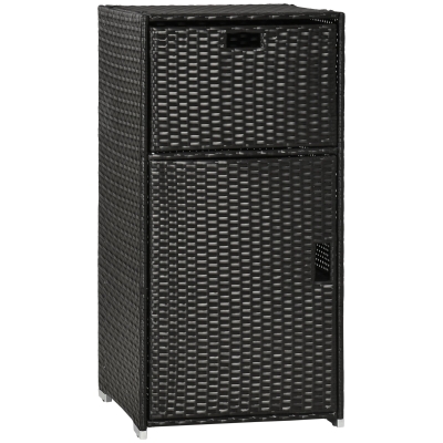 Outsunny Outdoor Towel Rack & Pool Toy Cabinet / Hot Tub Accessory Storage, Freestanding Waterproof PE Rattan Wicker Cabinet & Basket Drawer for Indoor, Outdoor Swimming Pool, Spa,
Dark Brown