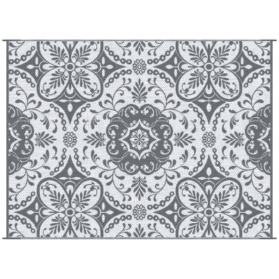Outsunny 9' x 12' Reversible Outdoor Rug, Waterproof Gray & White