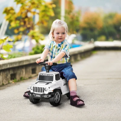 Aosom Kids Ride On Push Car, Engine Sounds, Under-Seat Storage, White