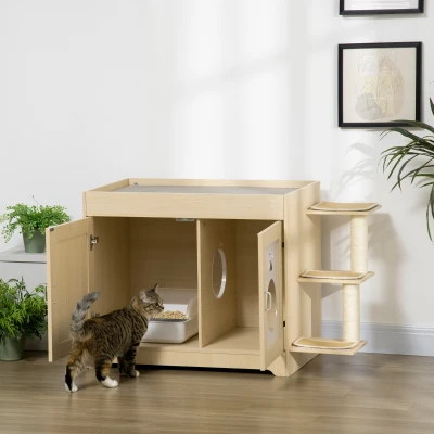 PawHut 3-in-1 Cat Litter Box Enclosure & Bed Tree, Large