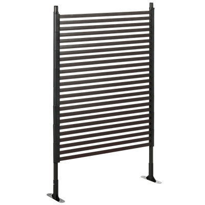Outsunny Picket Metal Garden Fence for Hard & Soft Ground, 5 ft(H) Standing Outdoor Fencing with Feet, Animal Barrier Flower Bed Landscape Edging, Brown