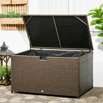 Outsunny 113 Gallon Rattan Storage Box, Brown
