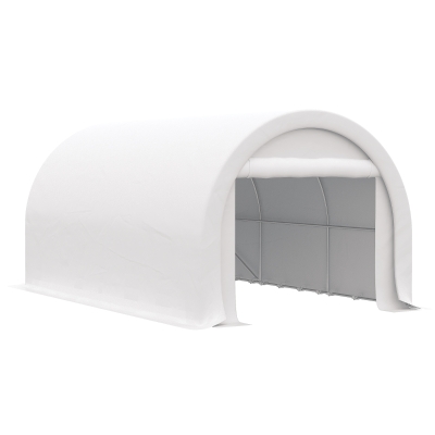 Outsunny 16' x 10' Carport, Heavy Duty Portable Garage / Storage Tent with Large Zippered Door, Anti-UV PE Canopy Cover for Car, Truck, Boat, Motorcycle, Bike, Garden Tools, Outdoor Work, White