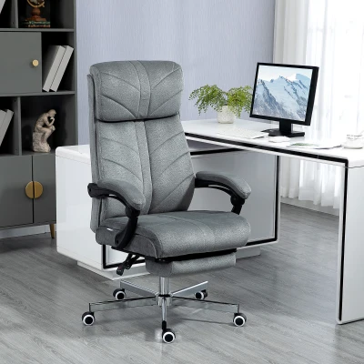 Vinsetto High-Back Office Chair, Reclining with Footrest, Gray