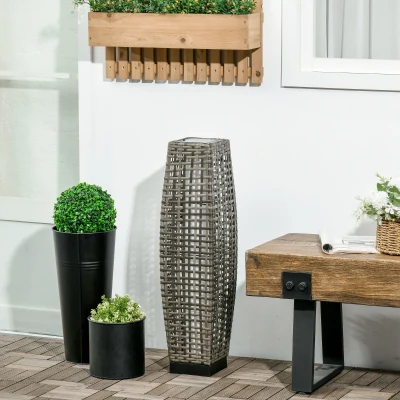 Outsunny Solar Floor Lamp, Outdoor Garden Lantern, Gray