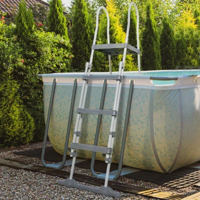 Pool Ladder 49.25" x 30.25" x 69.75" Gray