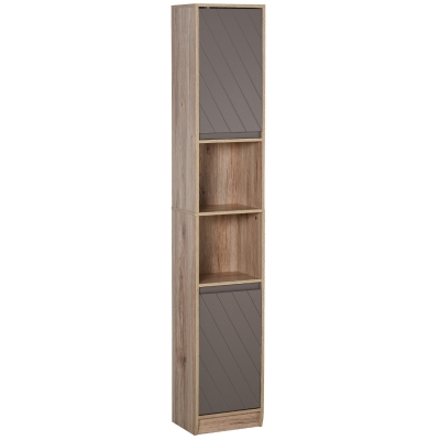 HOMCOM 67" Narrow Bathroom Storage Cabinet, Tall Freestanding Floor Cabinet, Bathroom Linen Cabinet with Doors and Adjustable Shelves
