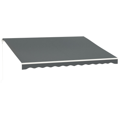 Outsunny 13' x 10' Electric Awning, Retractable Awning Sun Shade Shelter with Remote Controller, Manual Crank Handle and Aluminum Frame, for Deck, Balcony, Yard, Grey
