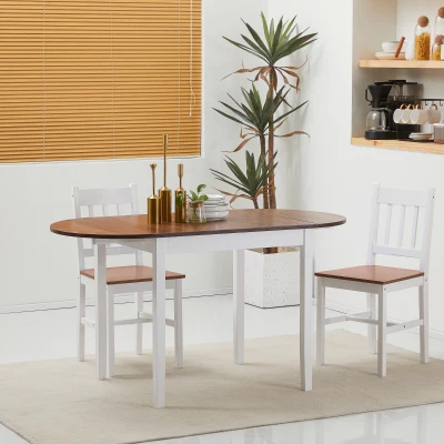 HOMCOM 55" Wood Drop Leaf Kitchen Table for Small Spaces, Brown