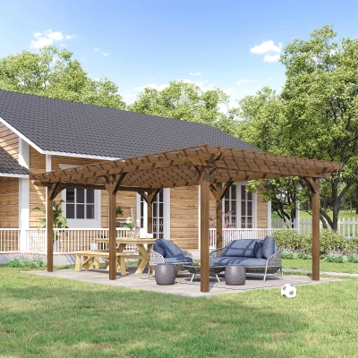 Outsunny 12' x 20' Outdoor Pergola, Wood Gazebo for Plants