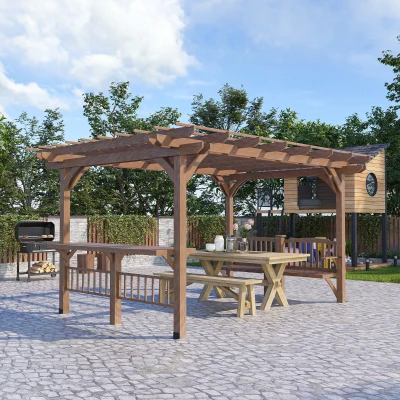 Pergola 168" L x 120" W x 88.5" H Brown