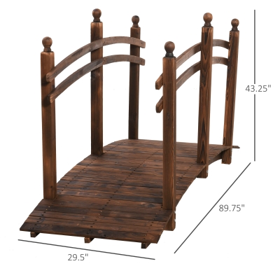 Outsunny 7.5' Fir Wood Garden Bridge Arc Walkway with Side