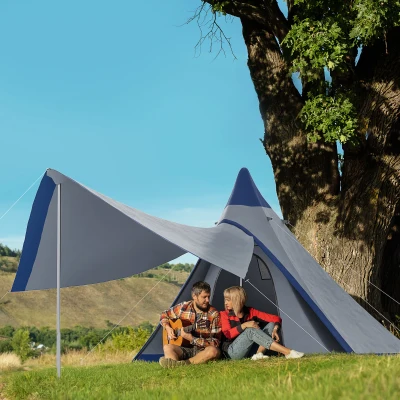 Outsunny 15.4' Waterproof Teepee Tent for 2-3 Person, Blue