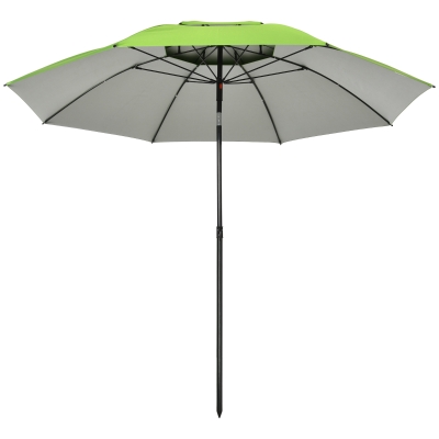 Outsunny 6.6ft Arched Beach Umbrella, Angle Adjustable Patio Umbrella with Steel Frame, Carry Bag, UV30+ Outdoor Umbrella, Green