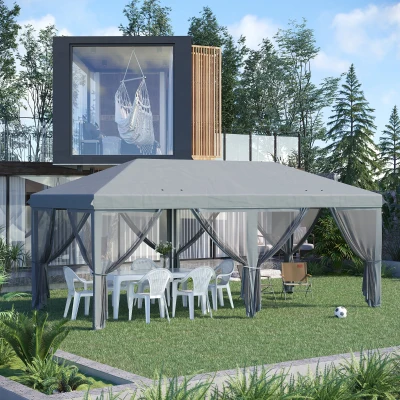 Outsunny 10' x 20' Heavy Duty Pop Up Canopy Tent, Gray