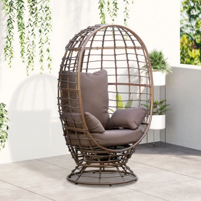 Rattan Swivel Chair 30"x32.75"x59" Brown