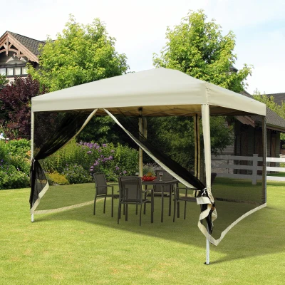 Outsunny 10' x 10' Pop Up Canopy Tent, Height Adjustable, Netting